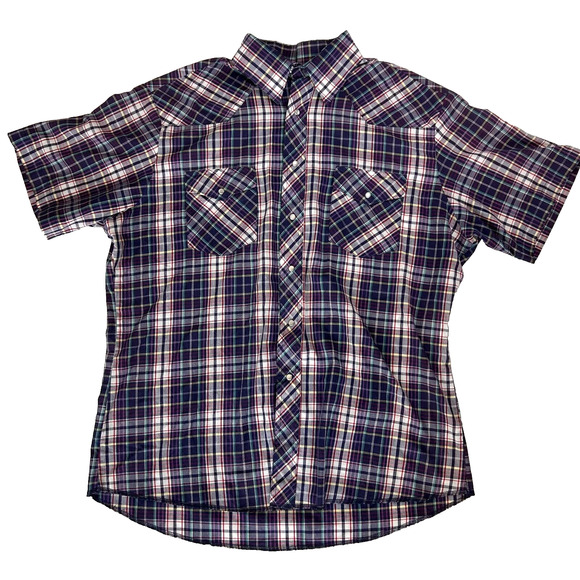 Wrangler Pearl Snap Shirt Mens XL Plaid Button Up Western Rodeo Cowboy Country - Picture 1 of 6
